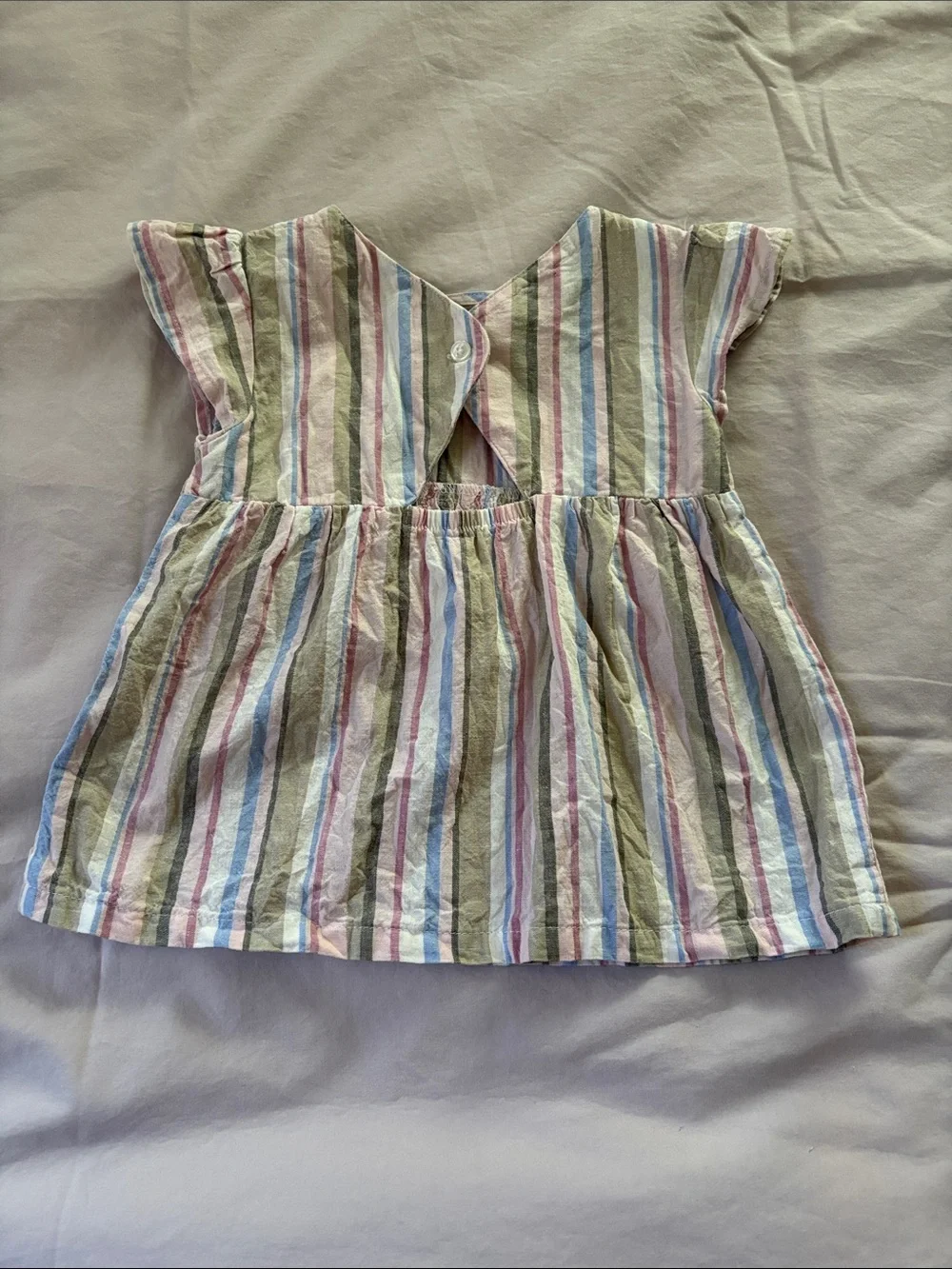 Carter's Pastel Striped Short Sleeve Dress - Pink, Blue & Green